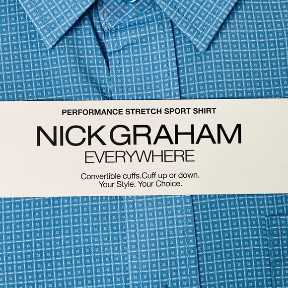 Nick Graham Men's Shirt S Printed Performance Stretch Short Sleeve Shirt Blue S - Picture 5 of 11